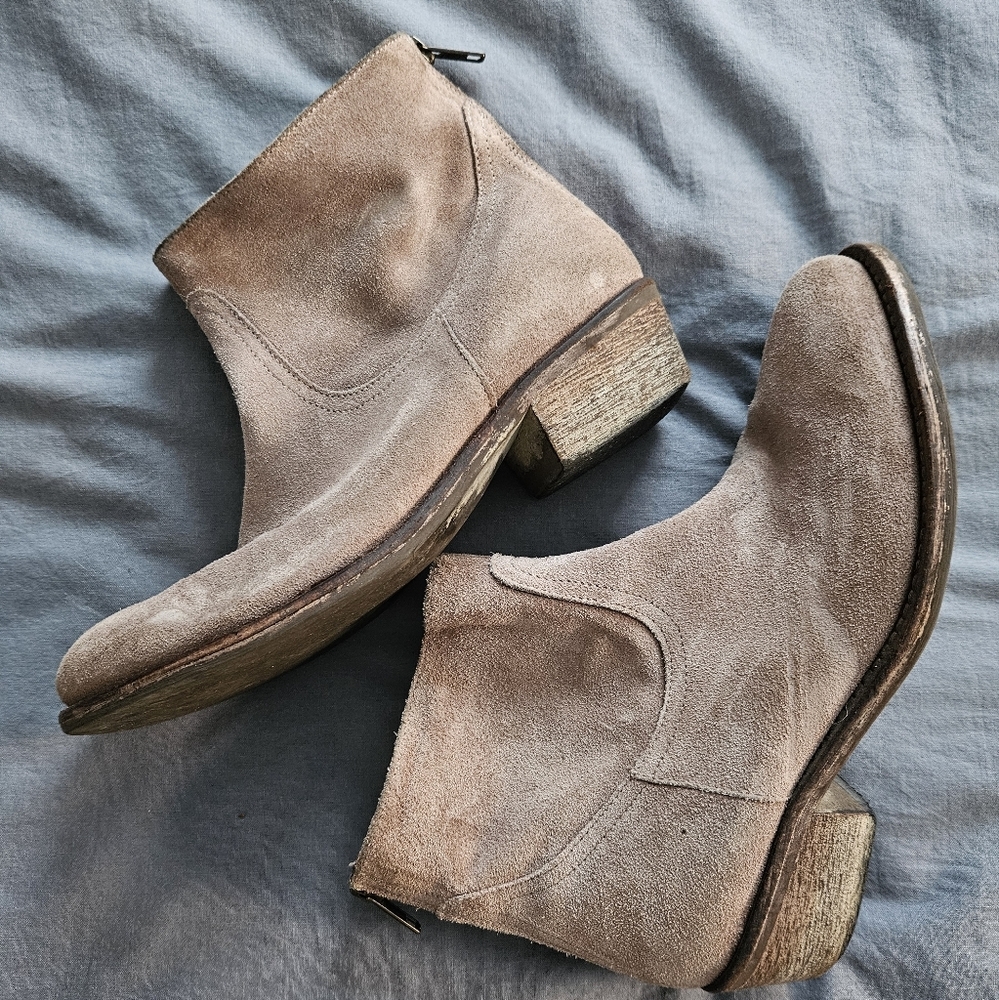 Browns 38 7.5 suede Leather booties ankle boots 7 1/2 - Picture 5 of 9